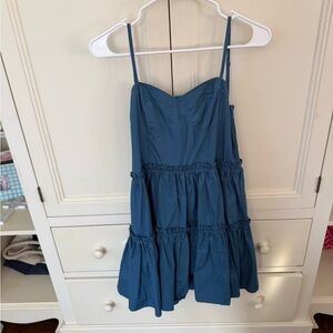Blue Tiered Spaghetti Strap Dress